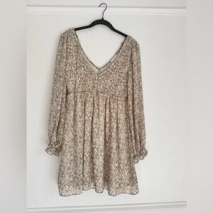 LUSH floral babydoll LS mini dress | medium